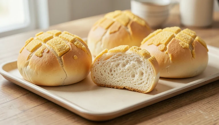 AI illustration of pineapple buns with cracked golden crusts