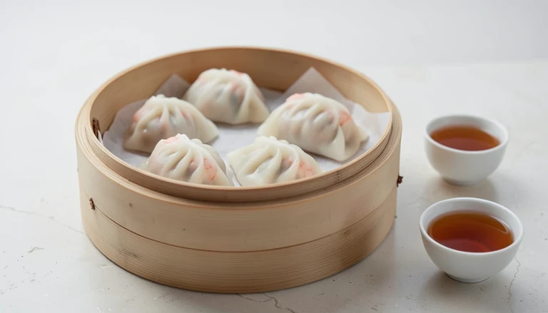 AI illustration of steamed dumplings and tea