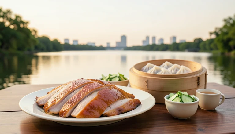 AI illustration of an imagined Chinese meal with an Austin-inspired view
