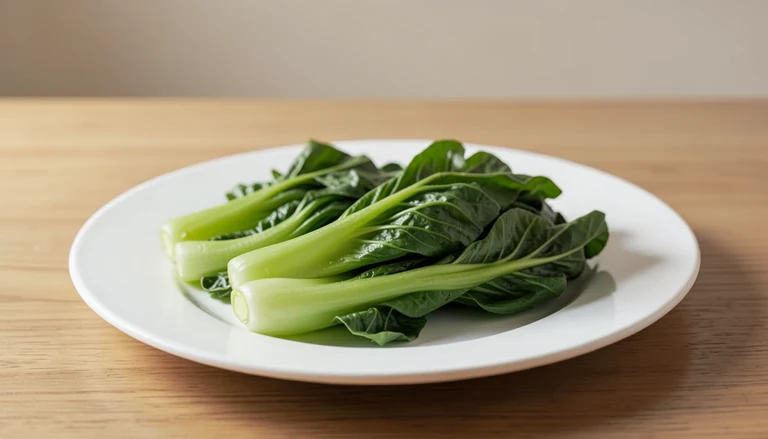 AI illustration of Generated food illustration of sauteed Shanghai bok choy.