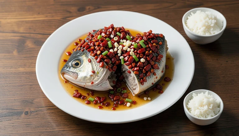 AI illustration of Fish head with chopped chili