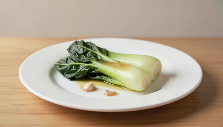 AI illustration of green bok choy leaves with pale stems