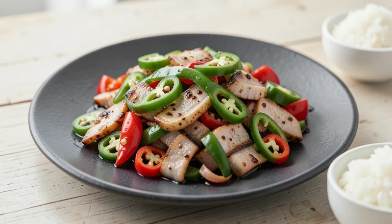 AI illustration of Hunan pork with chili peppers