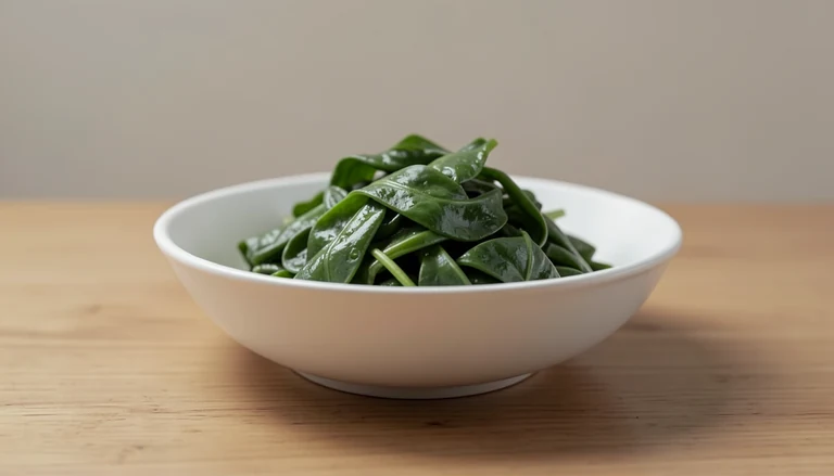 AI illustration of Generic editorial illustration of cooked sweet pea leaves with garlic.