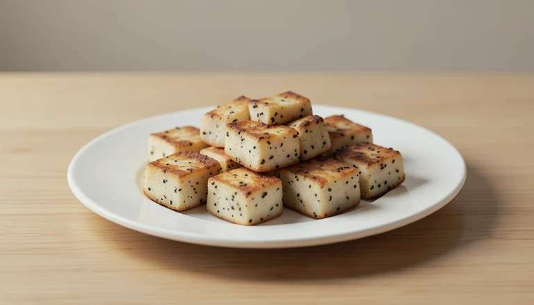 AI illustration of Generated food illustration of salt-and-pepper tofu.