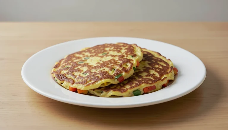 AI illustration of Generic editorial illustration of cooked vegetable egg foo young.