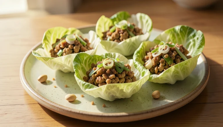 AI illustration of butter lettuce cups filled with stir-fried minced filling