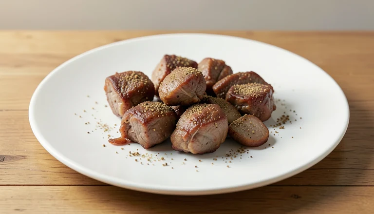 AI illustration of cooked meat slices with visible spices