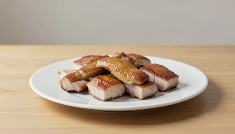 AI illustration of Illustration of cooked boneless roast duck pieces.