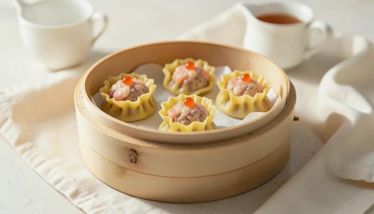 AI illustration of a basket of siu mai